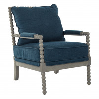 OSP Home Furnishings ABB-BY4 Abbott Chair in Azure Fabric with Brushed Grey Base